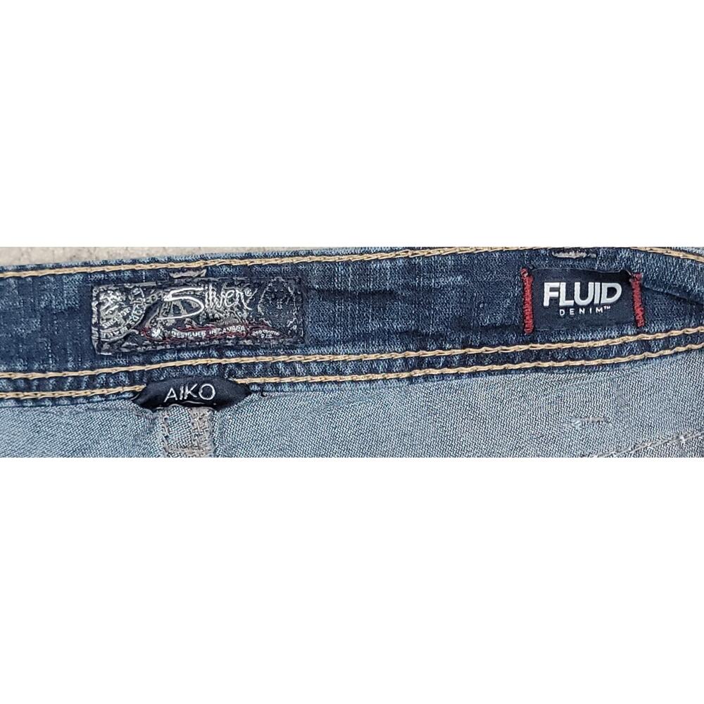 Silver Jeans Aiko Women's Skinny Leg Embroidered Blue Fluid Denim Jeans 35x30.5 - Picture 10 of 12